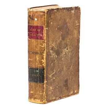 (CIVIL WAR.) A Virginia law book owned by the Harpers Ferry mayor killed in the John Brown raid--later defaced by Union troops.